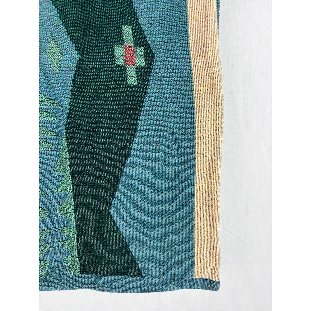 Southwestern Woven Tapestry 2 Pillow Covers Teal Burgundy Geometric Mountain - Picture 5 of 16